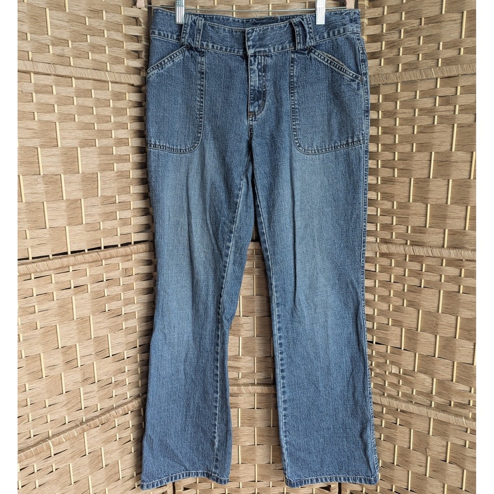 Vtg Y2K DKNY Jeans Medium‎ Wash Denim Bootcut Patch Pocket Womens 6 100% Cotton